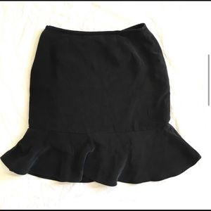 Ann Taylor Black Silk Skirt Ruffle Hem Lined Sz6P